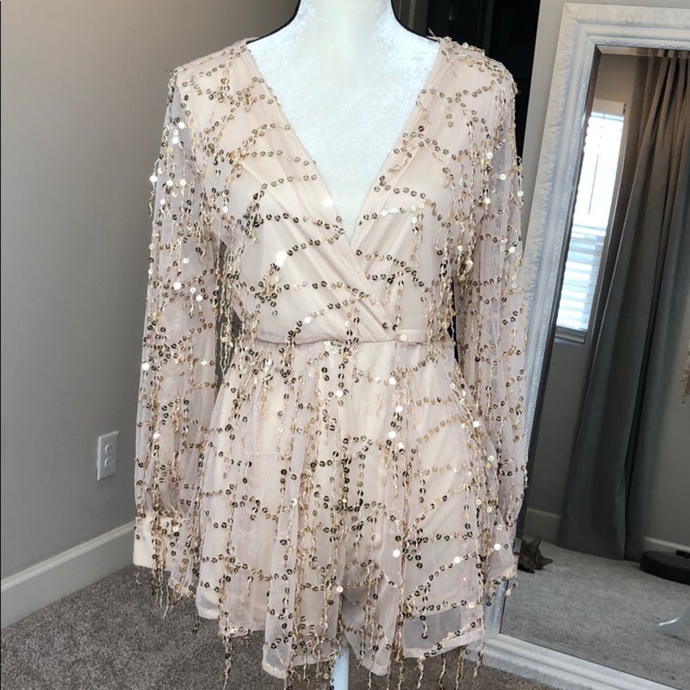 Cream Sequin Romper